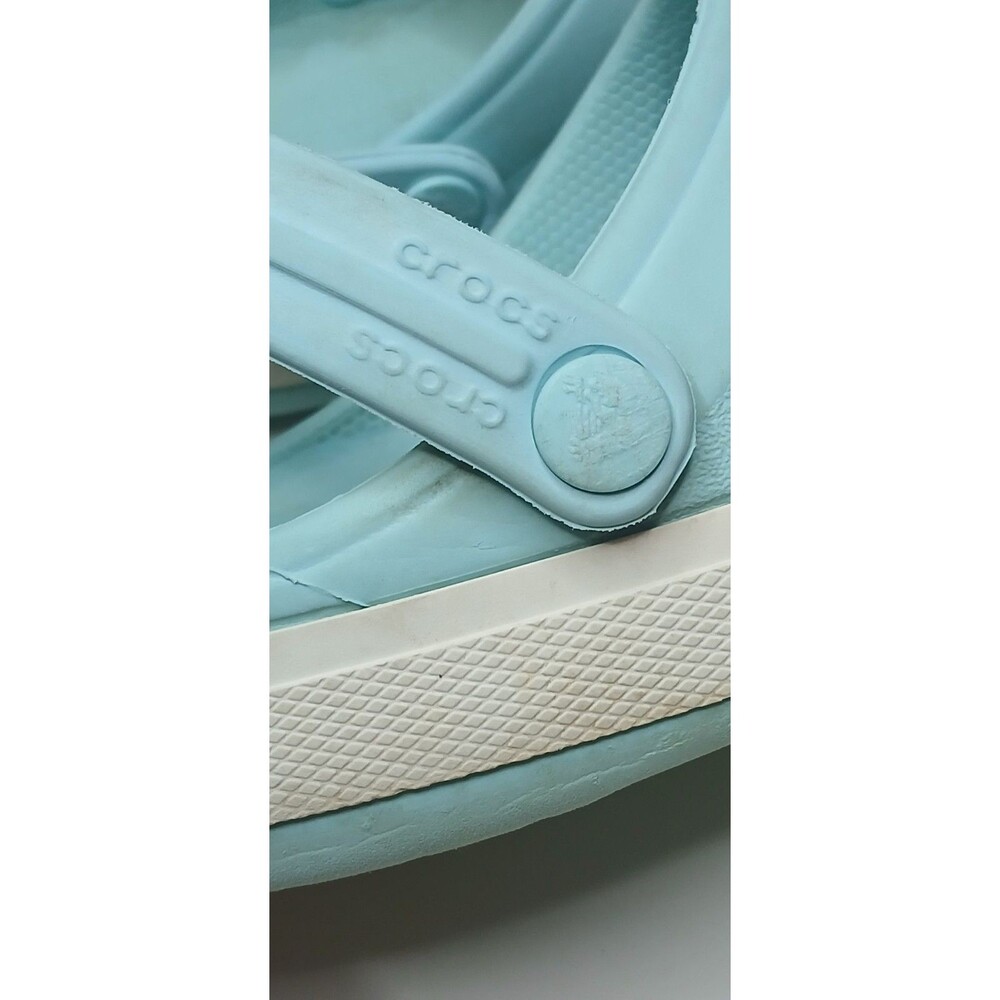 Crocs Kids Girls Sz C 12/13 Aqua Blue /Pink White w Charms Flowers Butterflies - Picture 12 of 16